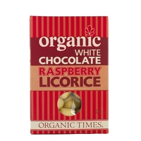 Organic Times - White Chocolate Coated Raspberry Licorice 150g Per Packet