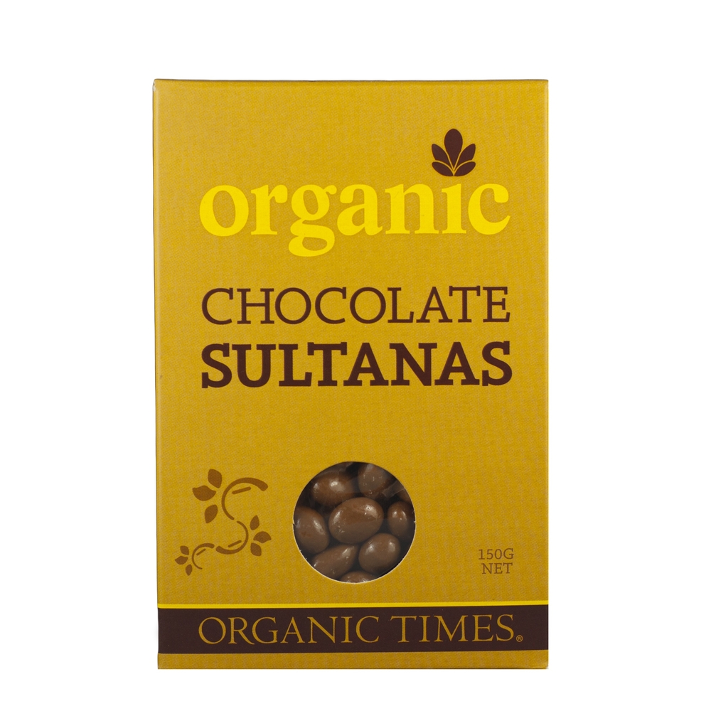 Organic Times - Milk Chocolate Coated Sultanas 150g Per Packet