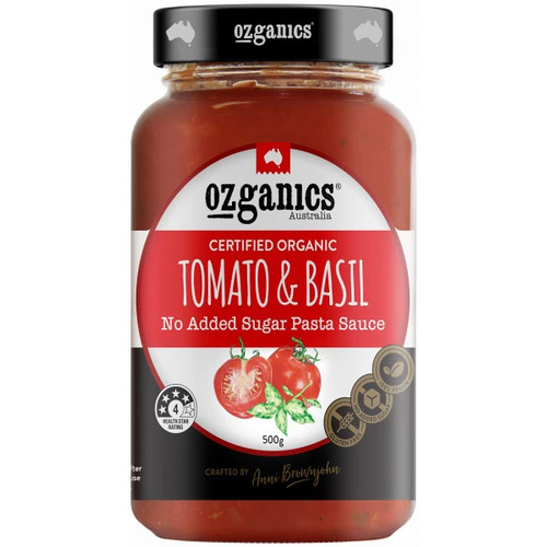 Ozganics - Tomato & Basil Pasta Sauce 500g Per Jar